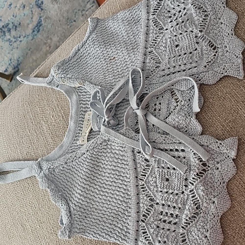 Aeropostale Blue Lace-Up Knit Crop Top Size Xs